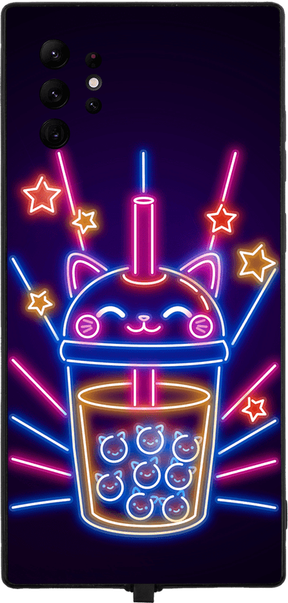 Neon Bubble Cat RGB LED Protective Phone Case for iPhone and Samsung Models - Donnie Art - V1 Tech