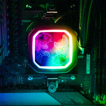 Neon Carpe Koi AIO Cover for Corsair RGB Hydro Platinum and Pro Series (H100i, H115i, H150i, H100X, XT, X, SE, H60) - Donnie Art - V1Tech