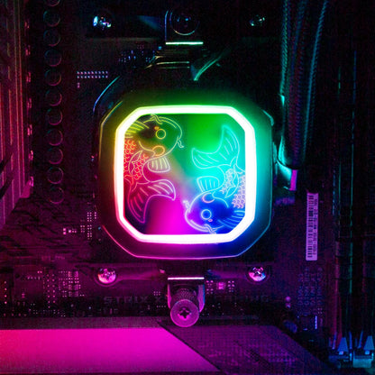 Neon Carpe Koi AIO Cover for Corsair RGB Hydro Platinum and Pro Series (H100i, H115i, H150i, H100X, XT, X, SE, H60) - Donnie Art - V1Tech