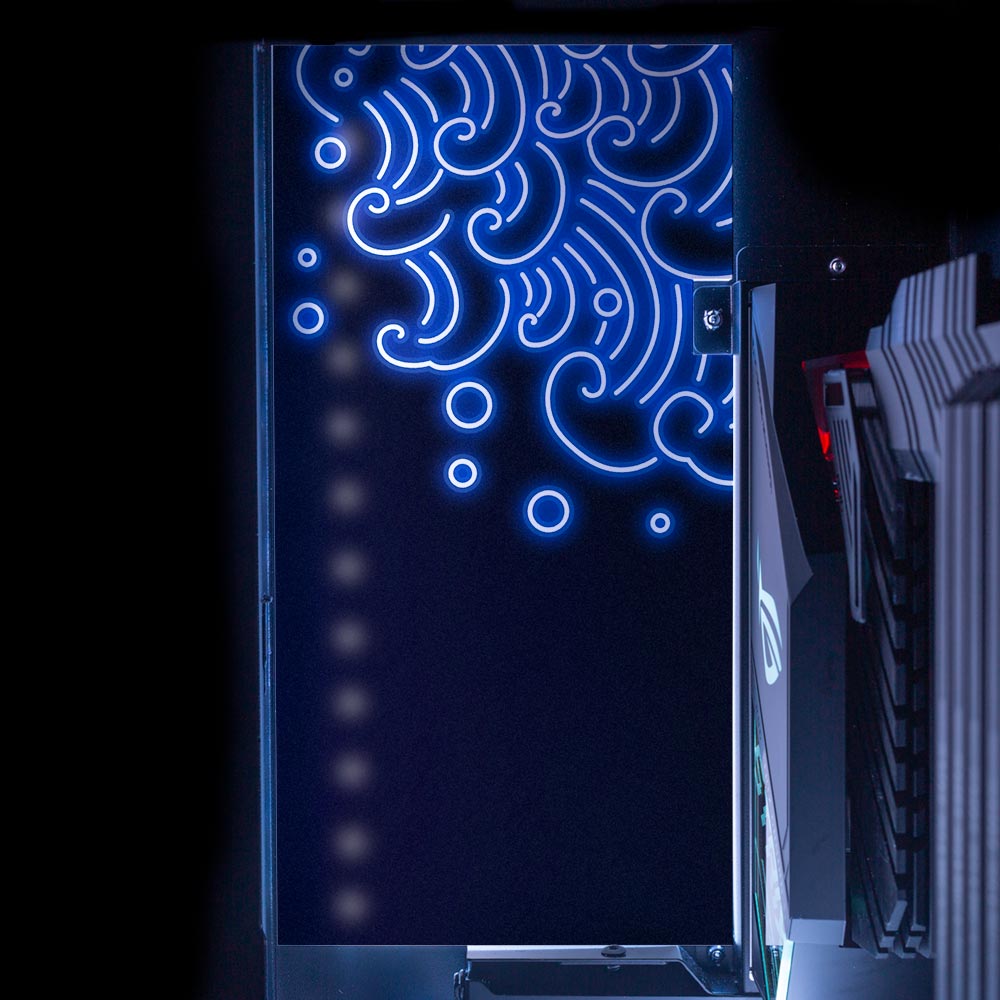 Neon Carpe Koi Lian Li O11 and Dynamic and XL Rear Panel Plate Cover with ARGB LED Lighting - Donnie Art - V1Tech