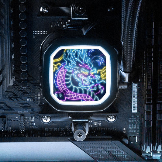 Neon Dragon AIO Cover for Corsair RGB Hydro Platinum and Pro Series (H100i, H115i, H150i, H100X, XT, X, SE, H60) - Donnie Art - V1Tech
