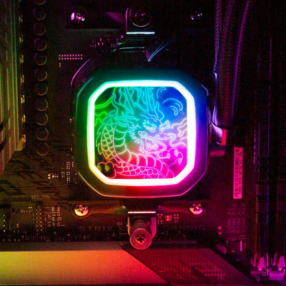 Neon Dragon AIO Cover for Corsair RGB Hydro Platinum and Pro Series (H100i, H115i, H150i, H100X, XT, X, SE, H60) - Donnie Art - V1Tech