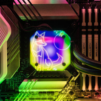 Neon Fox AIO Cover for Corsair iCUE ELITE CAPELLIX (H100i, H115i, H150i Black and White) - Donnie Art - V1Tech