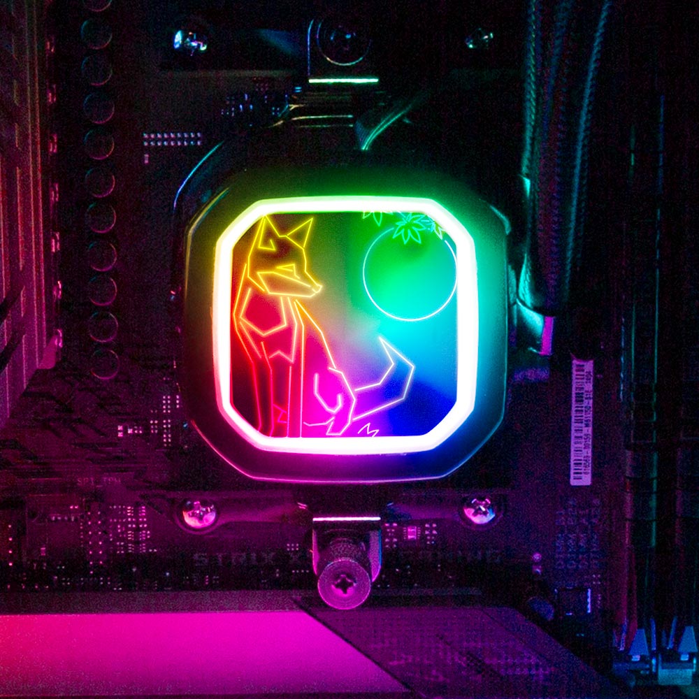 Neon Fox AIO Cover for Corsair RGB Hydro Platinum and Pro Series (H100i, H115i, H150i, H100X, XT, X, SE, H60) - Donnie Art - V1Tech