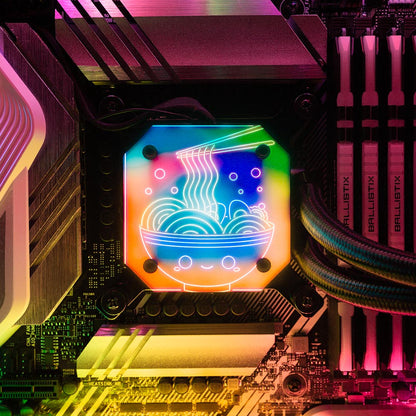Neon Ramen AIO Cover for Corsair iCUE ELITE CAPELLIX (H100i, H115i, H150i Black and White) - Donnie Art - V1Tech