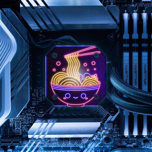 Neon Ramen AIO Cover for Corsair iCUE ELITE CAPELLIX (H100i, H115i, H150i Black and White) - Donnie Art - V1Tech