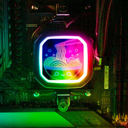 Neon Ramen Circle AIO Cover for Corsair RGB Hydro Platinum and Pro Series (H100i, H115i, H150i, H100X, XT, X, SE, H60) - Donnie Art - V1Tech