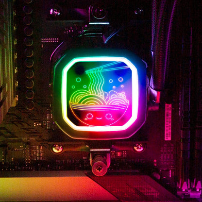 Neon Ramen Circle AIO Cover for Corsair RGB Hydro Platinum and Pro Series (H100i, H115i, H150i, H100X, XT, X, SE, H60) - Donnie Art - V1Tech