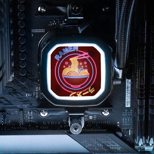 Neon Ramen Circle AIO Cover for Corsair RGB Hydro Platinum and Pro Series (H100i, H115i, H150i, H100X, XT, X, SE, H60) - Donnie Art - V1Tech