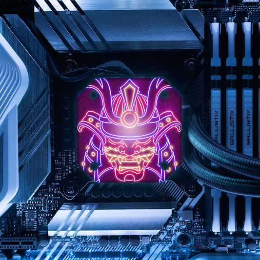 Neon Samuraii AIO Cover for Corsair iCUE ELITE CAPELLIX (H100i, H115i, H150i Black and White) - Donnie Art - V1Tech