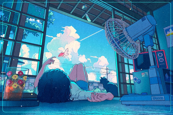 【希少】ヴィンテージ ART glass STENHYTAA W.W. Wacca - 'Nostalgic Summer' | Acrylic Glass Print | Shatter