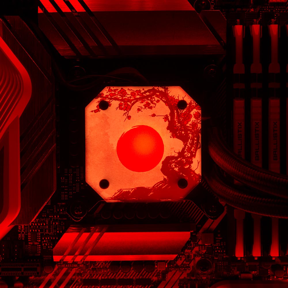 Red Suns AIO Cover for Corsair iCUE ELITE CAPELLIX (H100i, H115i, H150i Black and White) - Ddjvigo - V1Tech