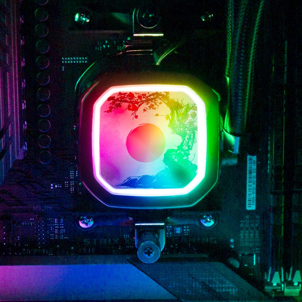 Red Suns AIO Cover for Corsair RGB Hydro Platinum and Pro Series (H100i, H115i, H150i, H100X, XT, X, SE, H60) - Ddjvigo - V1Tech