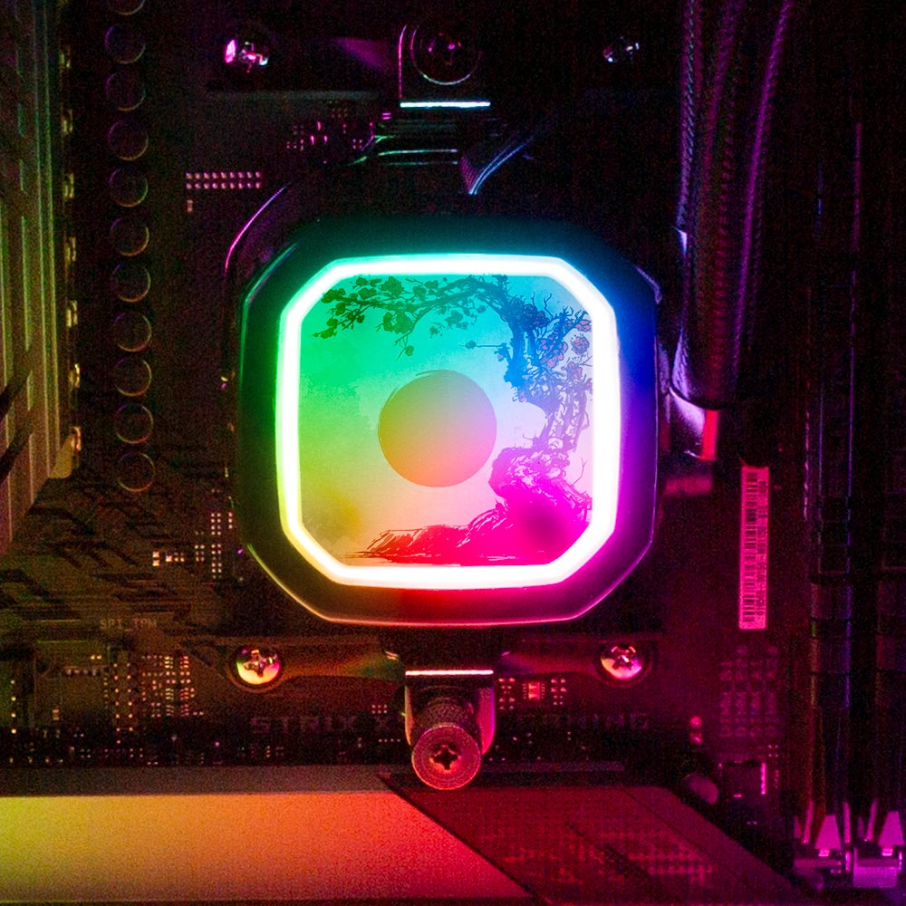 Red Suns AIO Cover for Corsair RGB Hydro Platinum and Pro Series (H100i, H115i, H150i, H100X, XT, X, SE, H60) - Ddjvigo - V1Tech