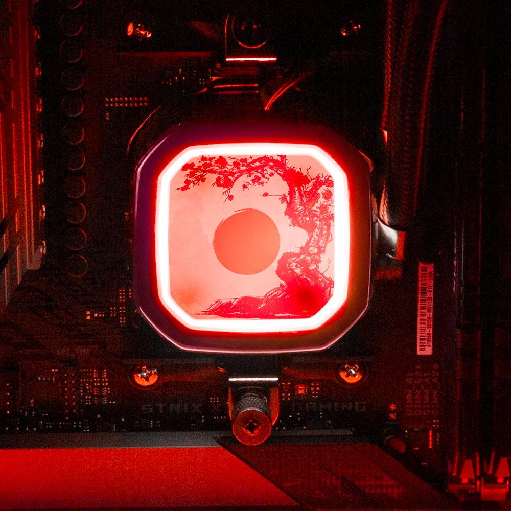 Red Suns AIO Cover for Corsair RGB Hydro Platinum and Pro Series (H100i, H115i, H150i, H100X, XT, X, SE, H60) - Ddjvigo - V1Tech