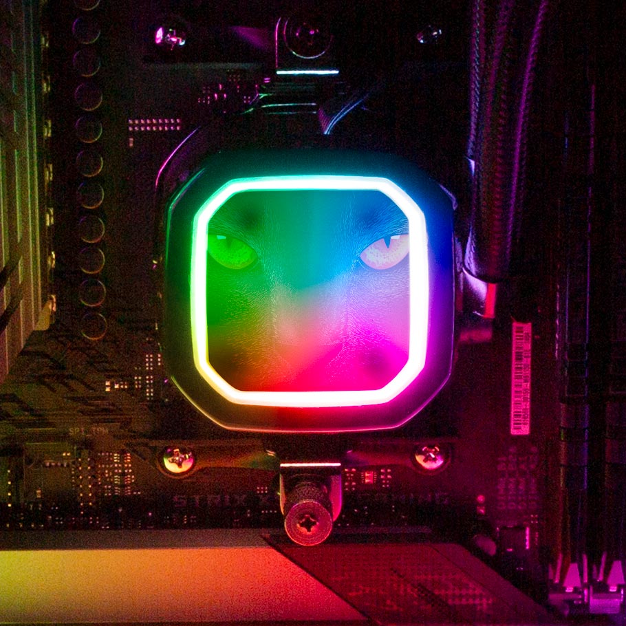 Retro Cat AIO Cover for Corsair RGB Hydro Platinum and Pro Series (H100i, H115i, H150i, H100X, XT, X, SE, H60) - Ddjvigo - V1Tech