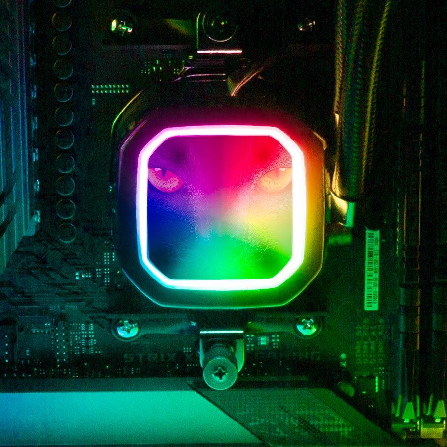 Retro Cat AIO Cover for Corsair RGB Hydro Platinum and Pro Series (H100i, H115i, H150i, H100X, XT, X, SE, H60) - Ddjvigo - V1Tech