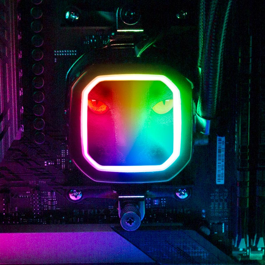 Retro Cat AIO Cover for Corsair RGB Hydro Platinum and Pro Series (H100i, H115i, H150i, H100X, XT, X, SE, H60) - Ddjvigo - V1Tech