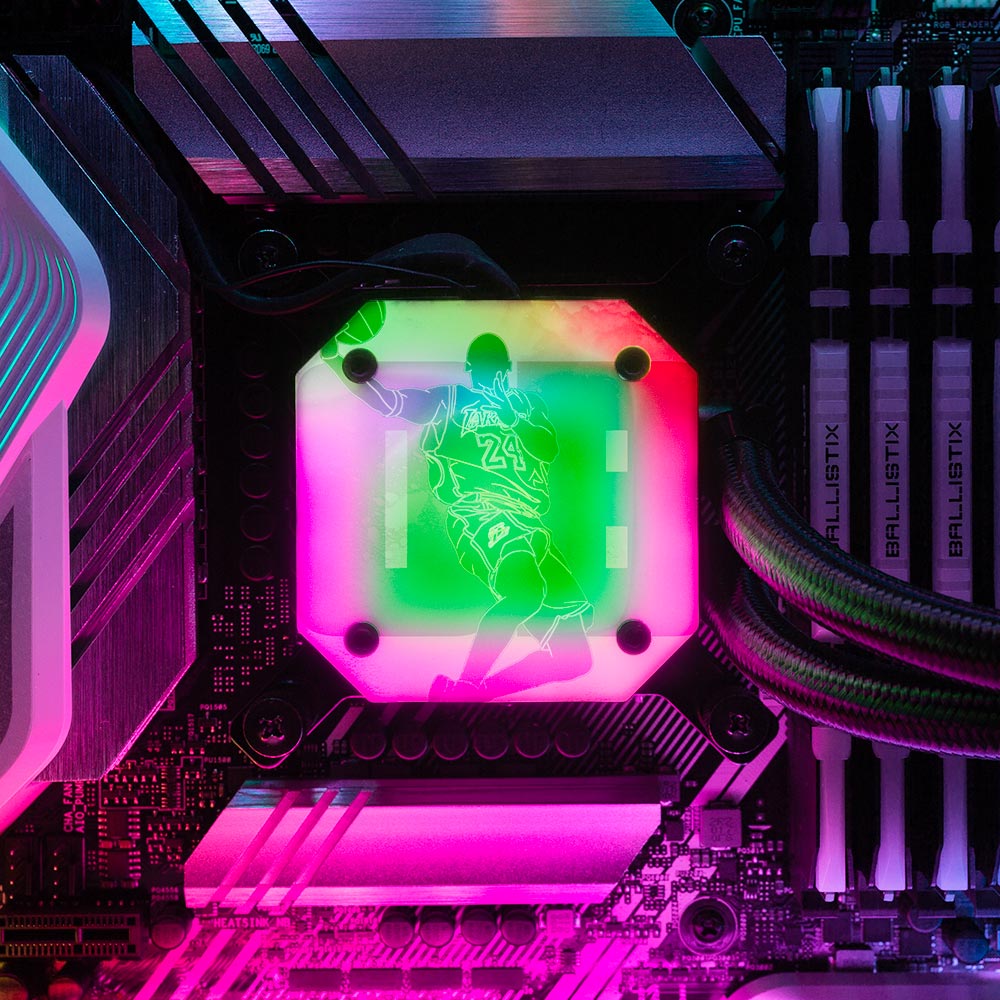 Soul of Black Mamba AIO Cover for Corsair iCUE ELITE CAPELLIX (H100i, H115i, H150i Black and White) - Donnie Art - V1Tech
