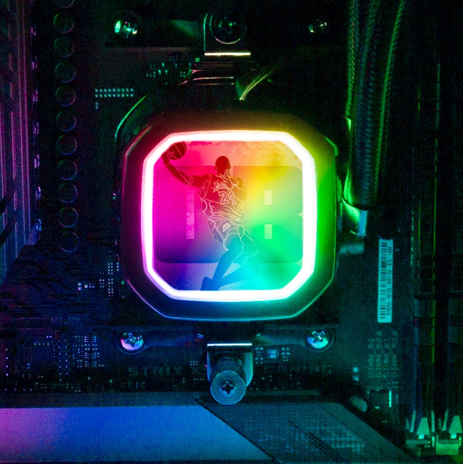 Soul of Black Mamba AIO Cover for Corsair RGB Hydro Platinum and Pro Series (H100i, H115i, H150i, H100X, XT, X, SE, H60) - Donnie Art - V1Tech