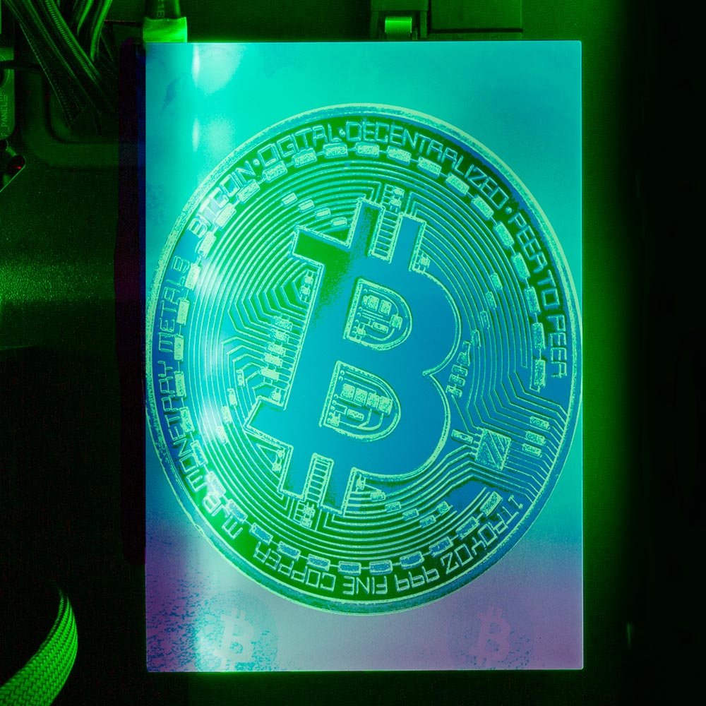 Soul of the Retro Bitcoin RGB HDD Cover Vertical - Donnie Art - V1Tech