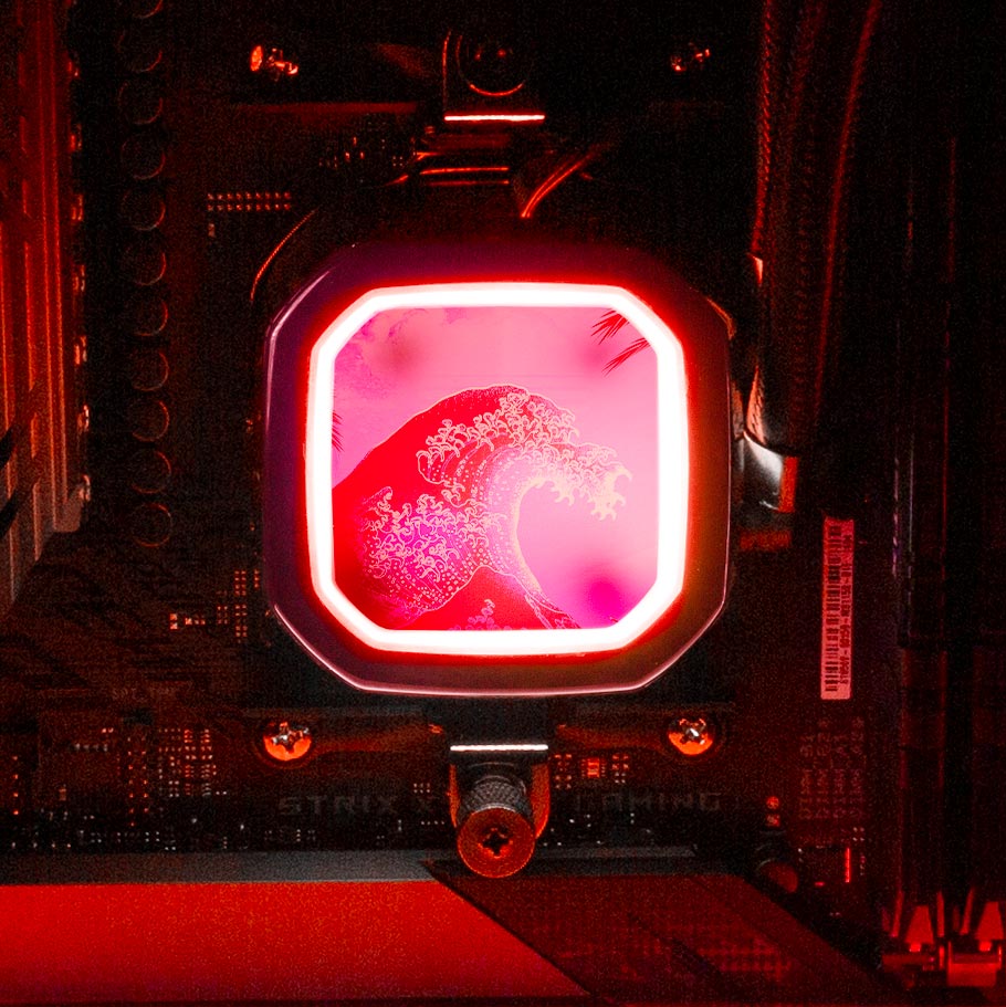 Soul of the Retrowave AIO Cover for Corsair RGB Hydro Platinum and Pro Series (H100i, H115i, H150i, H100X, XT, X, SE, H60) - Donnie Art - V1Tech
