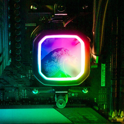 Soul of the Retrowave AIO Cover for Corsair RGB Hydro Platinum and Pro Series (H100i, H115i, H150i, H100X, XT, X, SE, H60) - Donnie Art - V1Tech