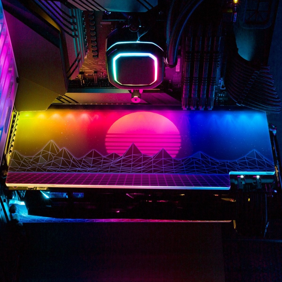 'Synthwave Sunset' Custom Design RGB GPU Backplate by V1 Tech ...