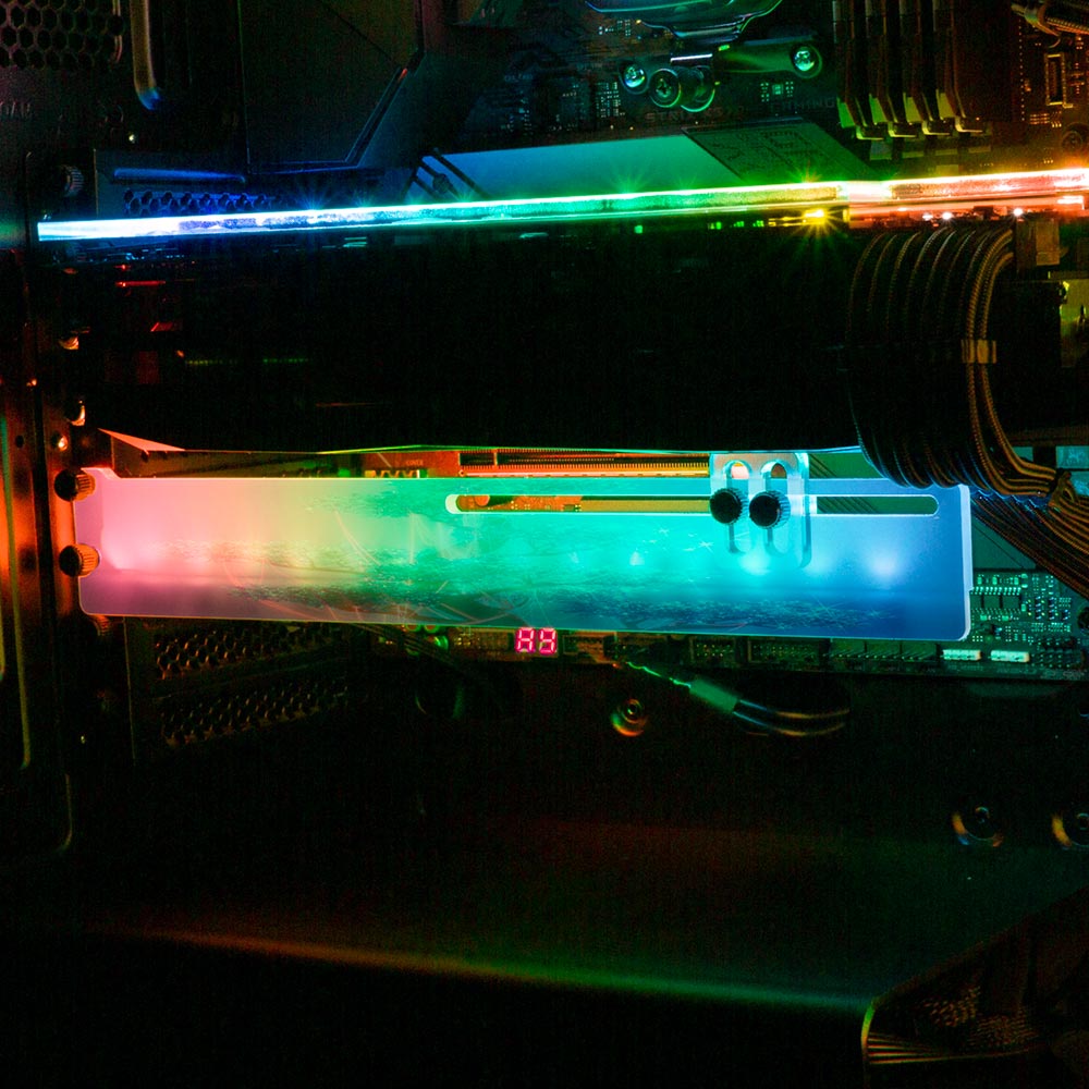White Light RGB GPU Support Bracket - Itwasleo - V1Tech