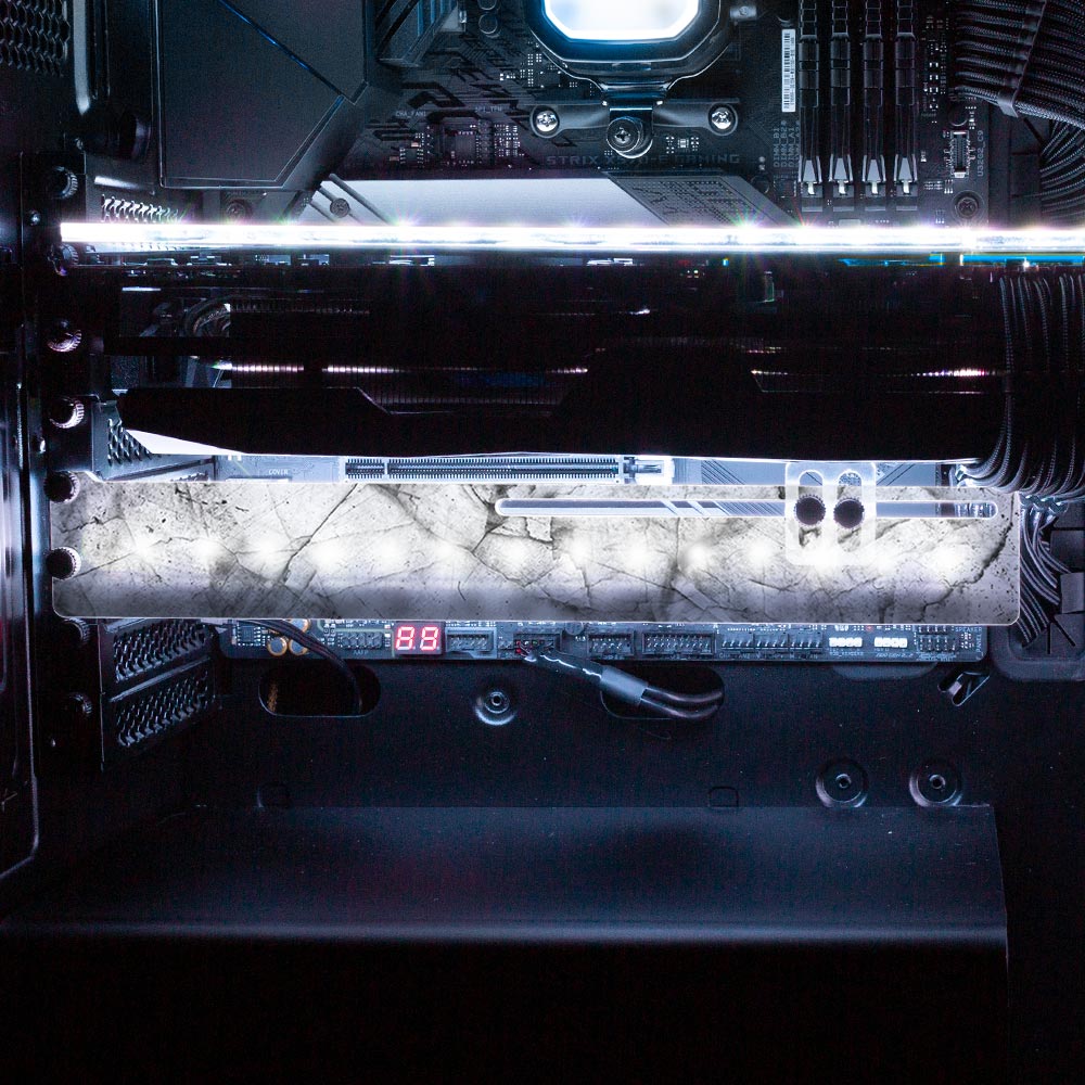 White Marble RGB GPU Support Bracket - V1Tech
