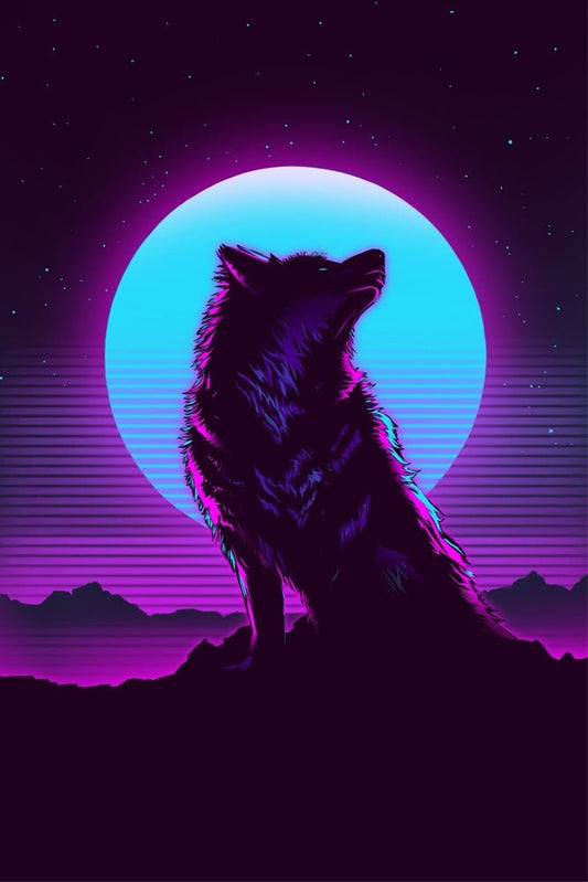 Wolf in Retro Plexi Glass Wall Art - Ddjvigo - V1Tech